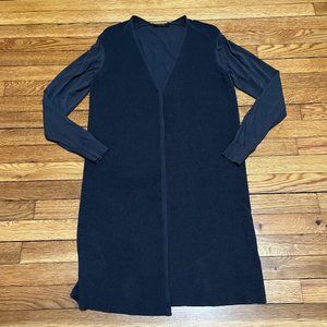 T Tahari Duster Cardigan Sweater Womens Size Small Gray Stretch Rayon Knit